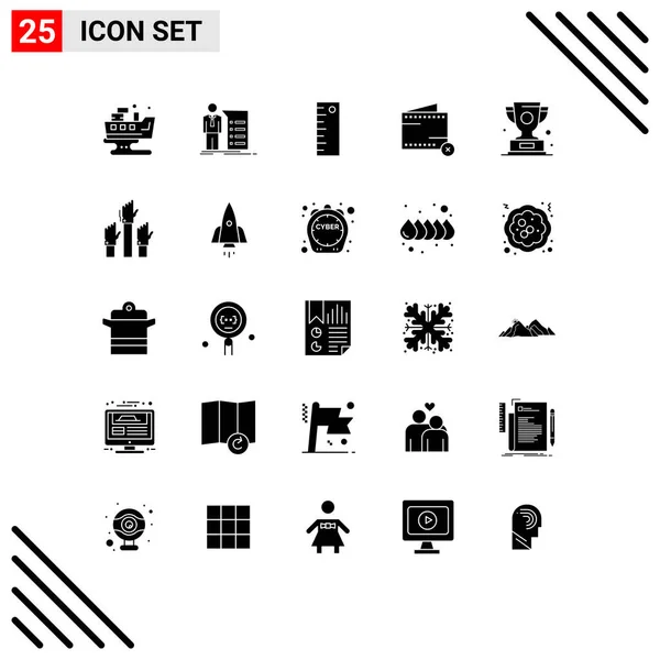 Universal Icon Symbols Group Modern Solid Glyphs Trohy Peníze Prezentace — Stockový vektor