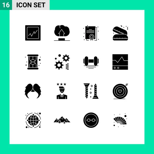 2014 Mobile Interface Solid Glyph Set Pictograms Dumbbell Engineering Fast — 스톡 벡터