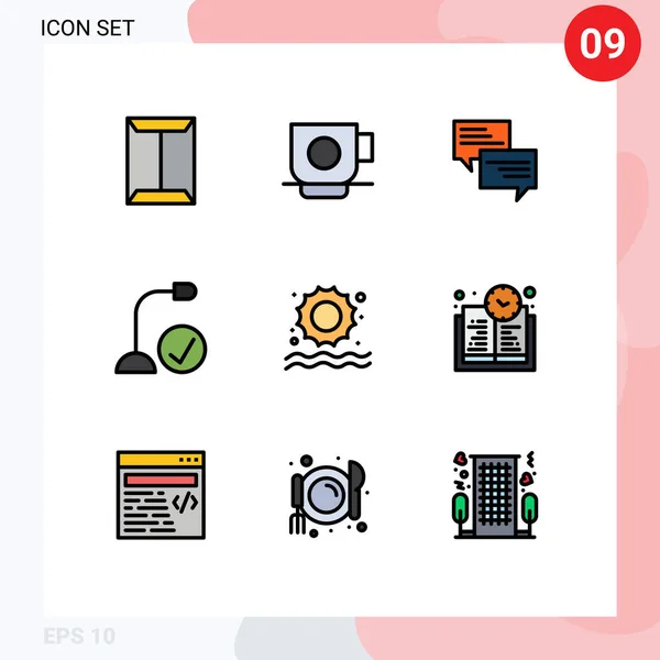 Set Commercial Filledline Flat Colors Pack Gadget Connected Finance Computers — Vector de stock