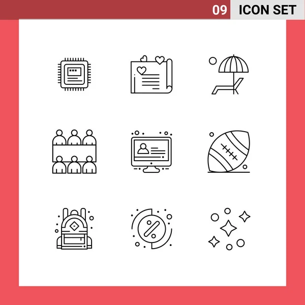 Set Icone Dell Interfaccia Utente Moderna Simboli Segni Istruzione Tavolo — Vettoriale Stock