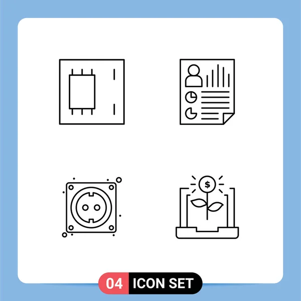 Pictogramme Ensemble Couleurs Plates Filledline Simples Puce Utilisateur Carte Mère — Image vectorielle