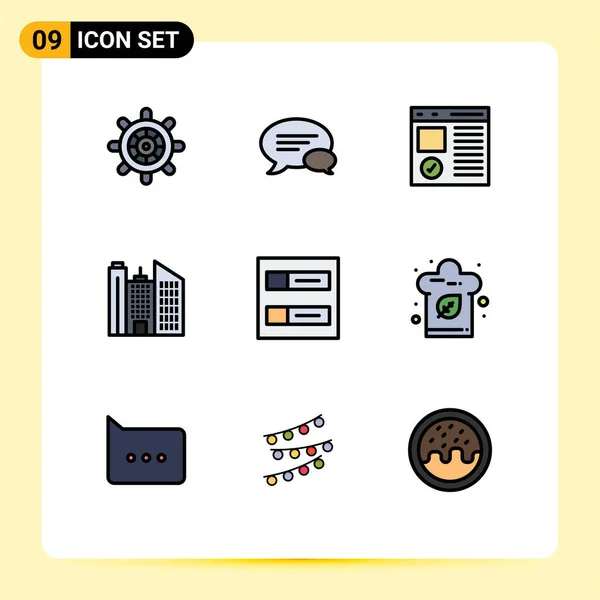 Creative Icons Modern Signs Sysymbols Profiles Accounts Coding Office Building — Vector de stock