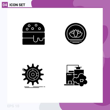 4 Yaratıcı Simge Modern Fast food, süreç, bangladeş, ayar, fabrika Düzenlenebilir Vektör Tasarım Elementleri Simgesi