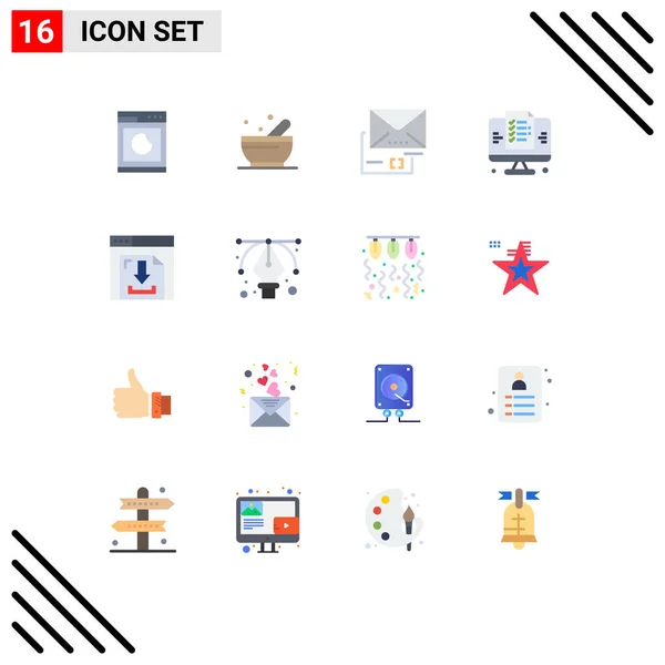 16现代标志的用户界面平面彩色套件及互联网 创意向量设计元素可编辑套件的符号 — 图库矢量图片