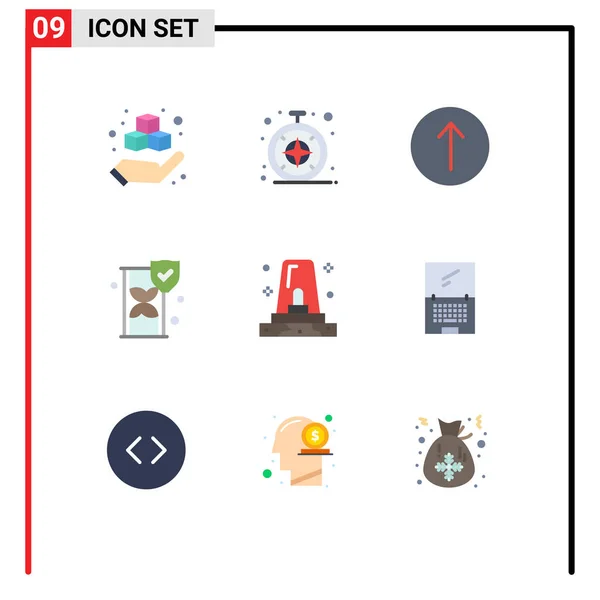 Universal Icon Symbols Group Modern Flat Colors Siren Danger Symbols — Stock Vector