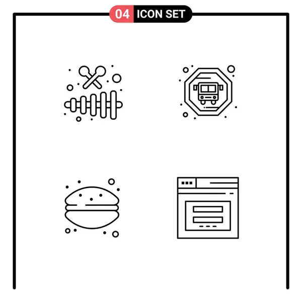 Creative Icons Modern Signs Symbols Instrument Macaroni Party Cake Secure — Stock Vector