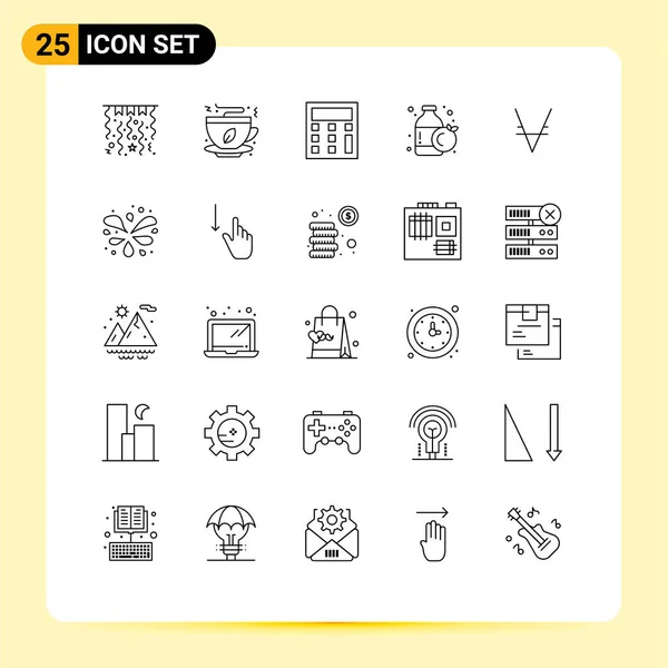 Set Modern Icons Sysymbols Signs Wavy Pool Crypto Calculator Coin — Vector de stock
