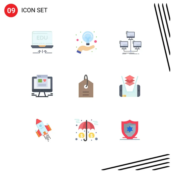 Mobile Interface Flat Color Set Pictograms Product Web Design Database — Stockový vektor