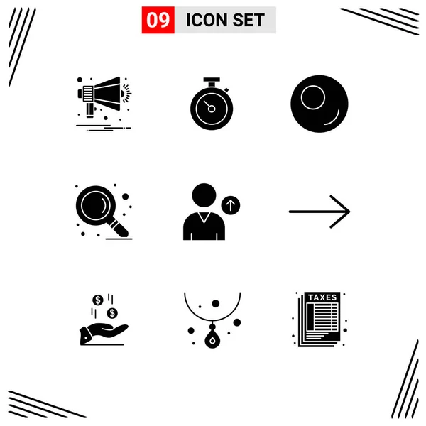 Icônes Créatives Signes Symboles Modernes Droite Utilisateur Contour Haut Zoom — Image vectorielle