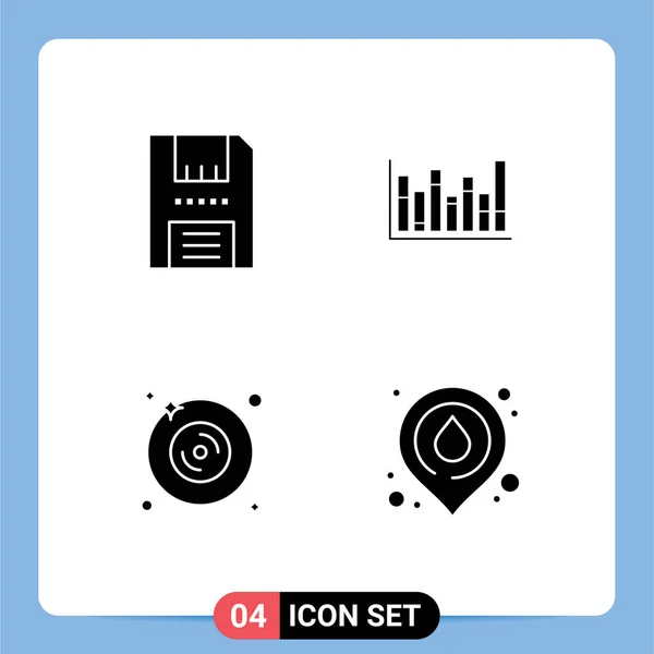 Groupe Signes Symboles Glyphes Solides Pour Dispositifs Disque Disquette Ligne — Image vectorielle