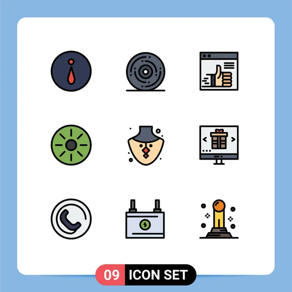 Set Modern Icons Sysymbols Signs Diamond Kiwi Interior Food Web — Vector de stock