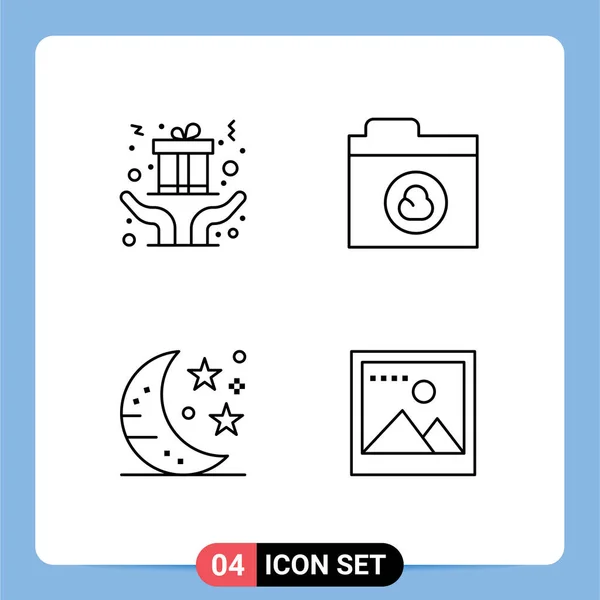 Set Modern Icons Symbols Signs Hands Night Present Network Image — Stock Vector