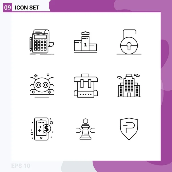 Stock Vector Icon Pack Лінійних Знаків Символів Дивних Страшних Освіти — стоковий вектор