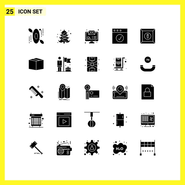 Mobile Interface Solid Gyph Set Pictograms Product Box Monitor Email — Vector de stock