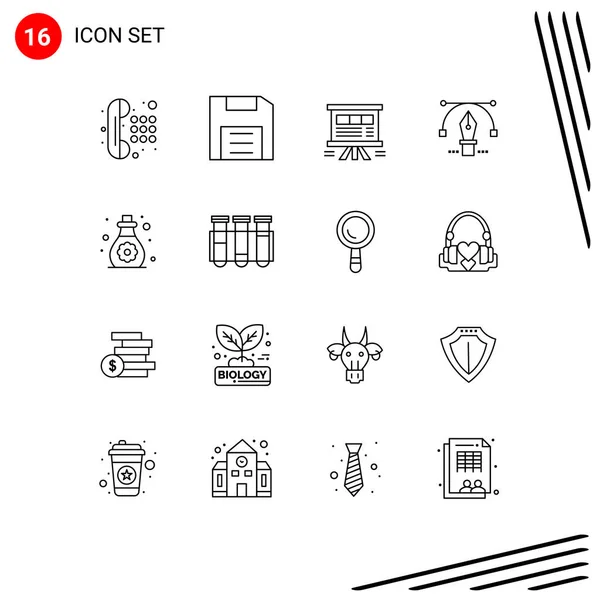 Stock Vector Icon Pack Líneas Símbolos Para Educación Lápiz Gadget — Vector de stock