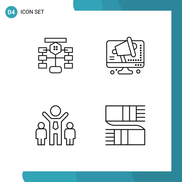 Modern Set Filledline Flat Colors Symbols Flowchart Company Data Conference — Stock Vector