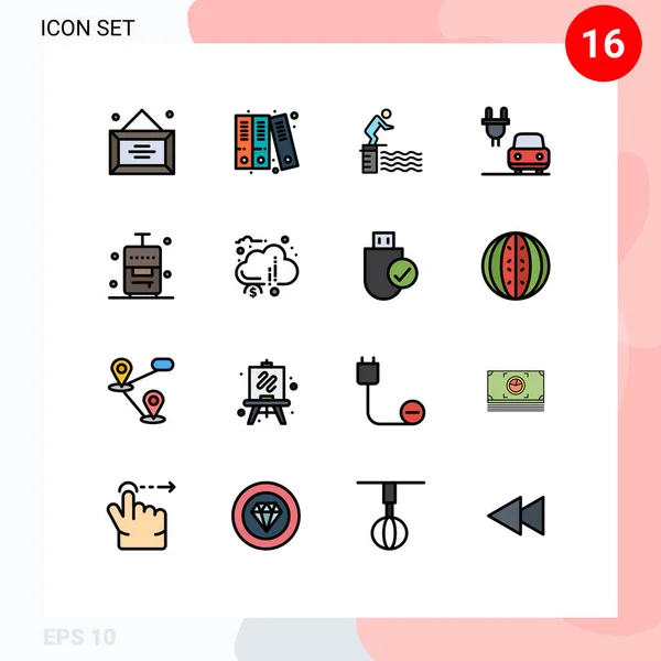 Universal Icon Symbols Group Modern Flat Color Filled Linhas Viagem — Vetor de Stock