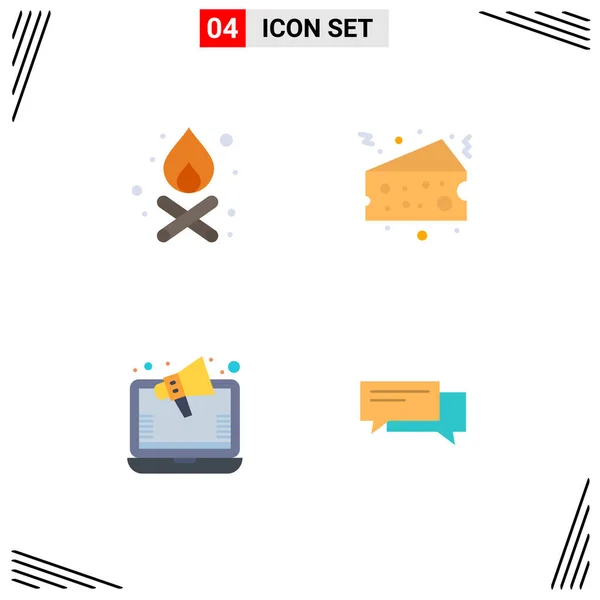 Creative Icons Modern Signs Symbols Bonfire Online Cake Food Chat — Stock Vector