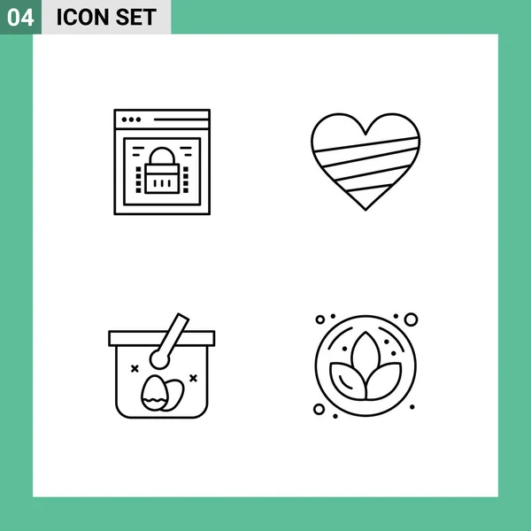 パッケージの4創造的なFilledlineフラット色の情報セキュリティ ギフト ウェブロック カート編集可能なベクトルデザイン要素 — ストックベクタ