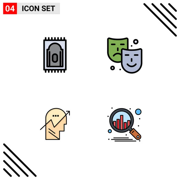 Set Modern Icons Sysymbols Signs Carpet Human Mask Paint Mind — Vector de stock