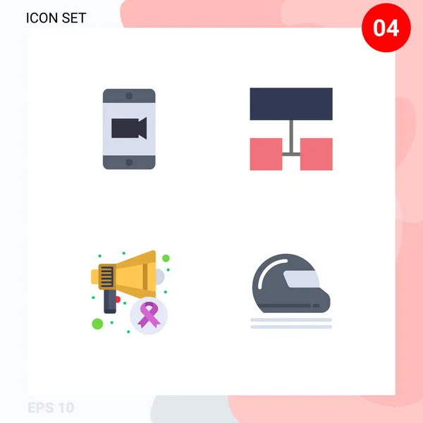 Mobile Interface Flat Icon Set Van Pictogrammen Van Mobiel Wereld — Stockvector