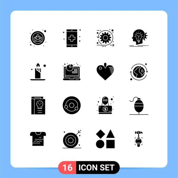 Modern Set Solid Glyphs Piktográf Ötlet Kreativitás Egészség Kreatív Sprint — Stock Vector