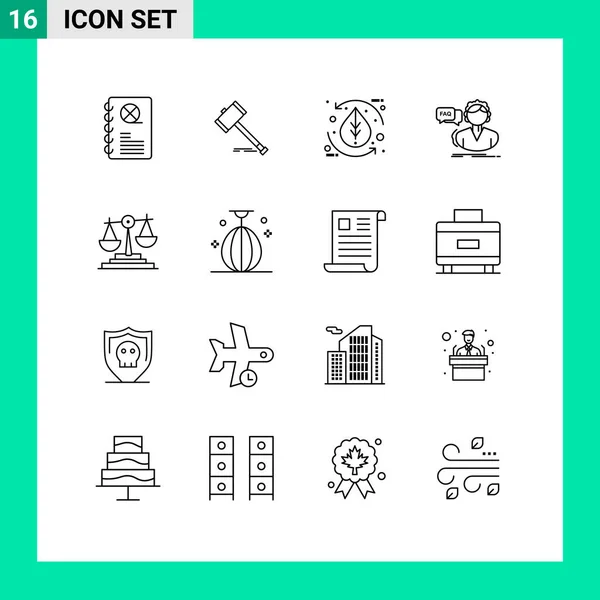 Stock Vector Icon Pack Line Signs Symbols Help Nature Hammer — 스톡 벡터