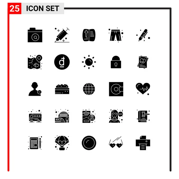 Set Modern Ikonok Szimbólumok Jelek Rajz Játékos Ruha Könyv Nadrág — Stock Vector