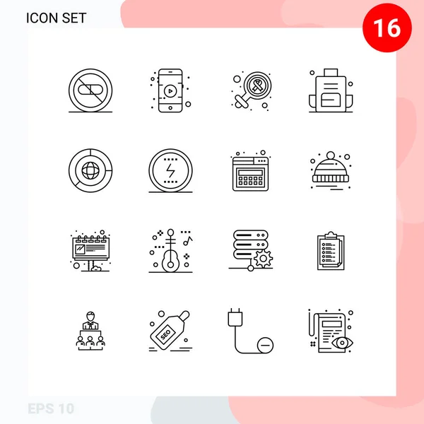 Universal Icon Symbols Group Modern Outlines Business Outdoors Female Bag — Stock Vector