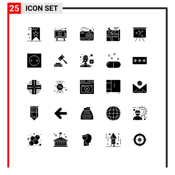 Stock Vector Icon Pack Líneas Símbolos Para Pin Route Play — Vector de stock