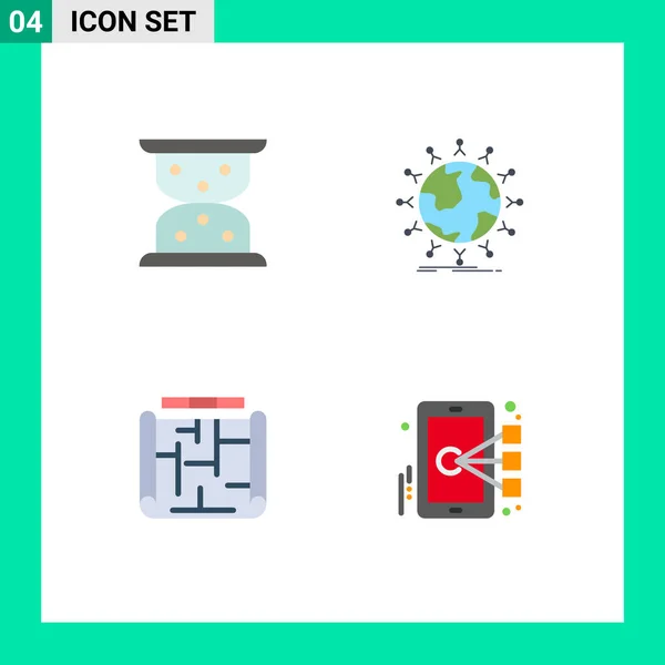 Symboles Icône Universelle Groupe Icônes Plates Modernes Sablier Plan Global — Image vectorielle