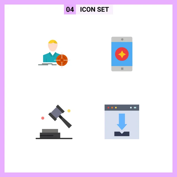 Set Commercial Flat Icons Pack Man Digital Goal Mobile Application — Vector de stock