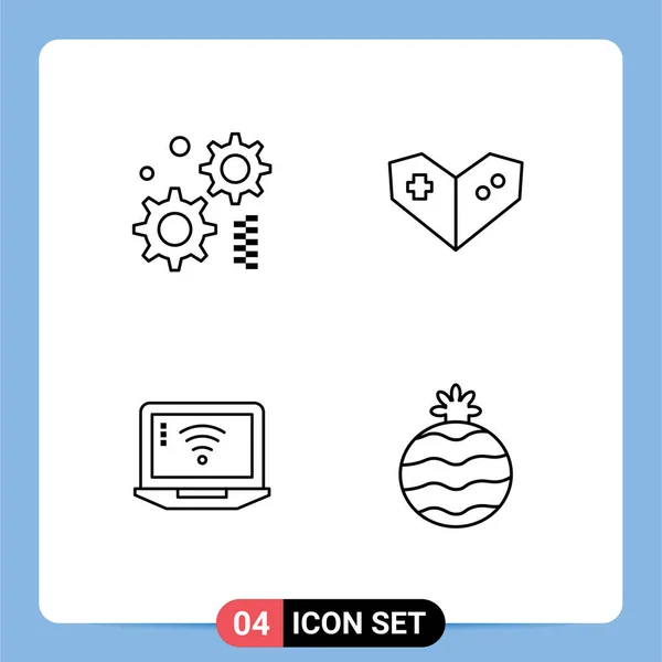 Stock Vector Icon Pack Znaki Symbole Linii Dla Koła Zębatego — Wektor stockowy