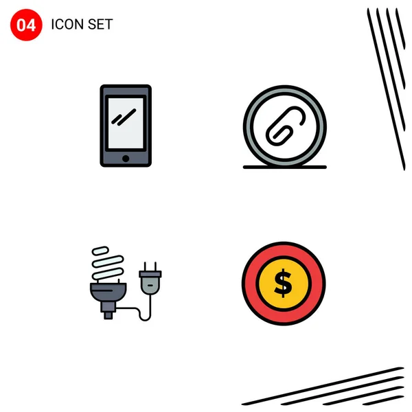 Stock Vector Icon Pack Line Signs Symbols Phone Pin Android — 스톡 벡터