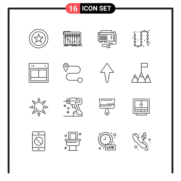 网站印刷媒体的16个现代外设标志和符号包 如奢侈品 小饰物 可编辑向量设计元素等 — 图库矢量图片