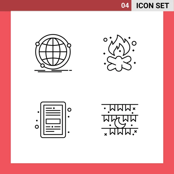 Stock Vector Icon Pack Líneas Señalización Símbolos Para Datos Fuego — Vector de stock