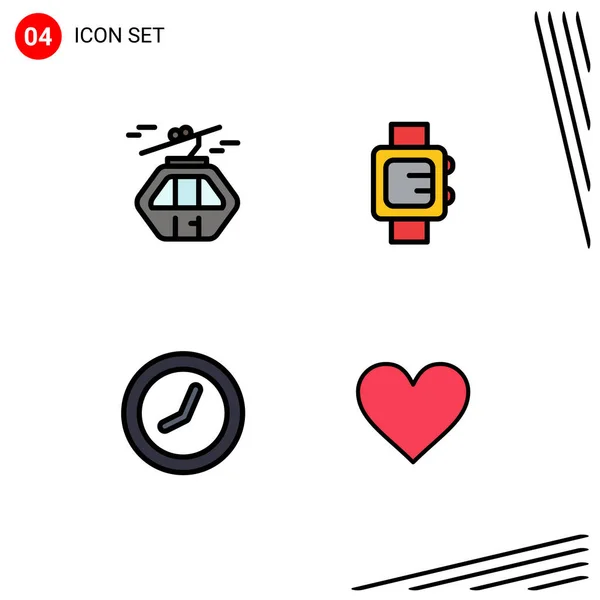Creative Icons Modern Signs Sysymbols Alpine Time Gondola Clock Love — Vector de stock