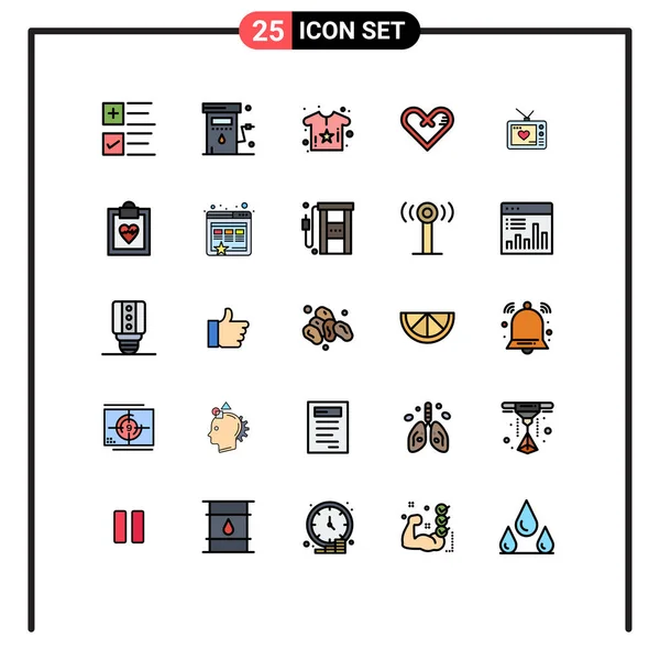 Universal Icon Symbols Group Modern Filled Line Flache Farben Der — Stockvektor