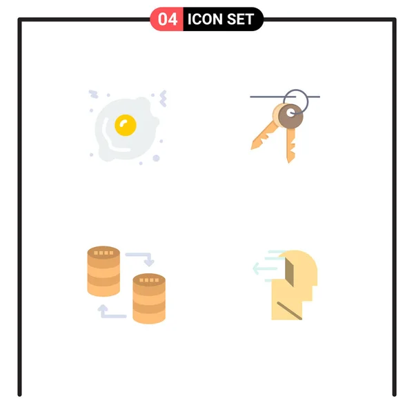 Universal Flat Icon Signs Symbols Fried Egg Sql Hotel Keys — 스톡 벡터