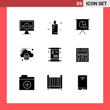 Yeni yılın 9 Evrensel Sembolü, Çince, pazarlama, güvenli, bulutlu vektör tasarım elementleri.