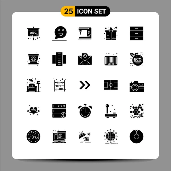 Set Modern Icons Sysymbols Signs Furniture Cabinet Coffee Present Box — Vector de stock