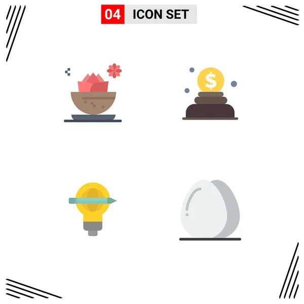 Piso Icon Pack Símbolos Universales Centro Pluma Spa Donación Bulbo — Vector de stock