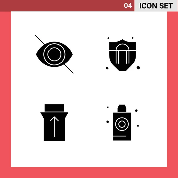 Pictogram Set Simple Solid Glyphs Disable Shampoo Access Gesture Room — Stock Vector