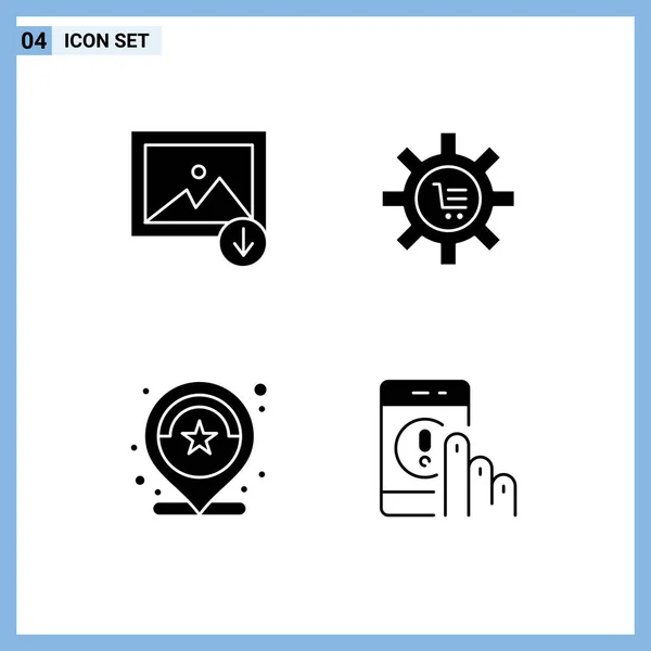 Universal Icon Symbols Group Modern Solid Glyphs Download Location Cart — Stockový vektor