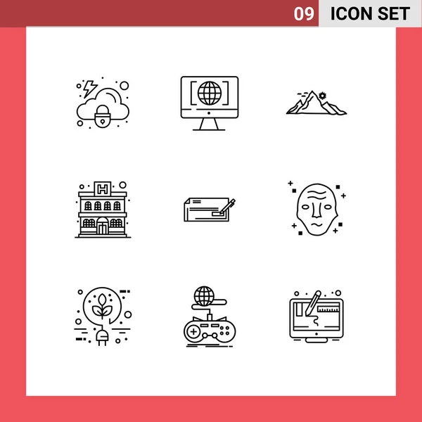 Stock Vector Icon Pack Mit Zeilenzeichen Und Symbolen Für Bank — Stockvektor