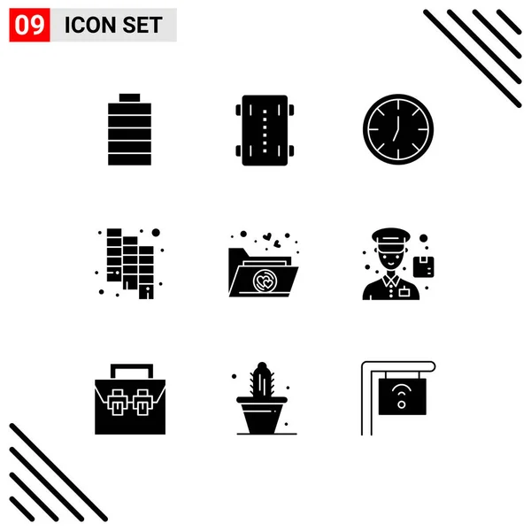 Set Modern Icons Symbols Signs Courier Files Clock Favorite Design — Stock Vector