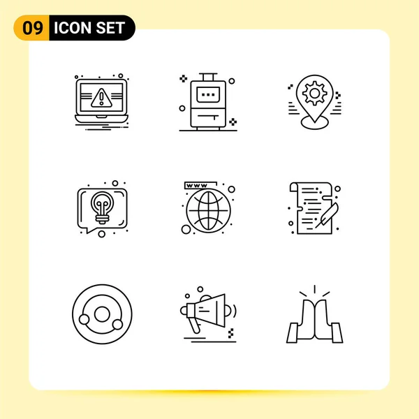 Universal Icon Symbols Group Modern Outlines Network Talk Gps Idea — Stock Vector