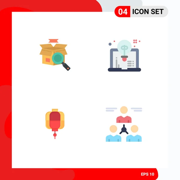 Flat Icon Pack Símbolos Universais Caixa China Shopping Design Decoração — Vetor de Stock