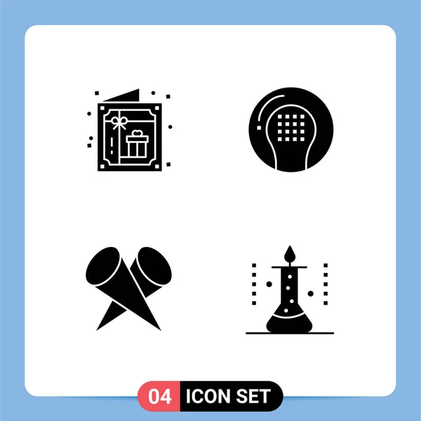 Universal Solid Glyphs Set Web Mobile Applications Birthday Featured Party — Stock Vector