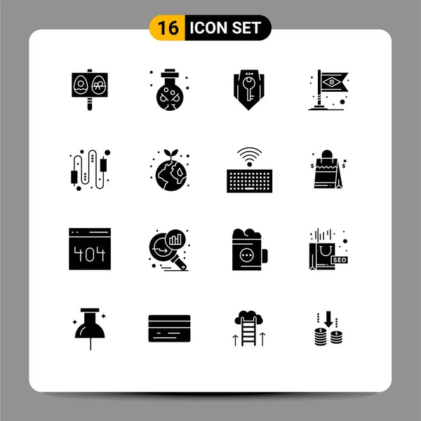 Set Commercial Solid Glyphs Pack Audio Carnival Access Brazil Shield — Archivo Imágenes Vectoriales